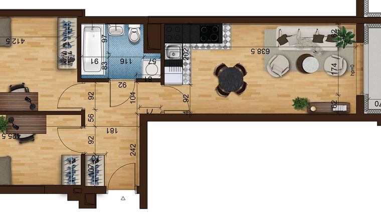 Rzut - Mieszkanie na sprzedaż 3 pokoje o powierzchni 52,83 m² - numer 6C.56 w Mierzeja Wiślana etap III