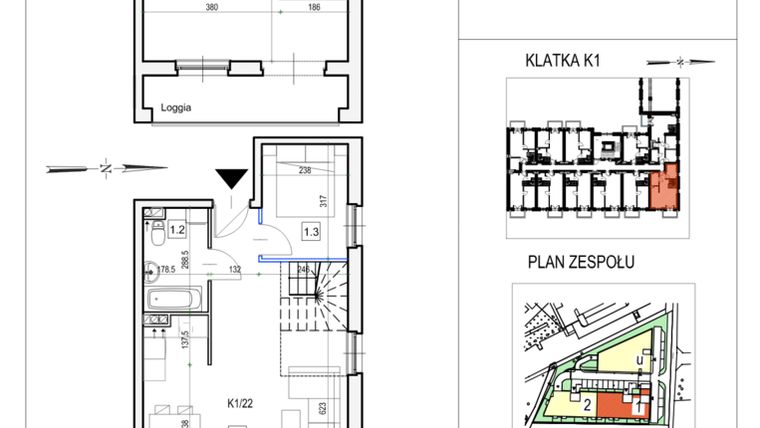 Rzut - Mieszkanie na sprzedaż 2 pokoje o powierzchni 79,27 m² - numer K1/22 w Przystań Królewiecka III