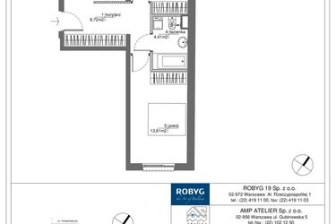 Rzut - Mieszkanie na sprzedaż 3 pokoje o powierzchni 63,14 m² - numer RM/1A/D/1/1 w Rytm Mokotowa - etap 1A