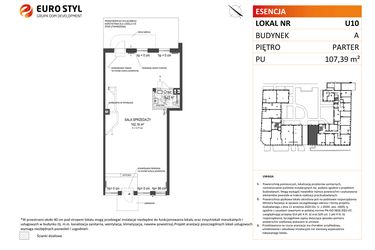 Rzut - Lokal użytkowy na sprzedaż 1 pokój o powierzchni 107,39 m² - numer 10 w Esencja