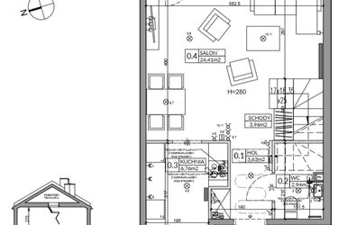 Rzut - Dom na sprzedaż 4 pokoje o powierzchni 83,33 m² - numer 104B w Nova Magdalenka 7 etap IV