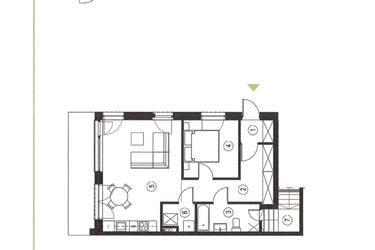 Rzut - Mieszkanie na sprzedaż 2 pokoje o powierzchni 58,99 m² - numer 28_1 w Apartamenty Sielanka
