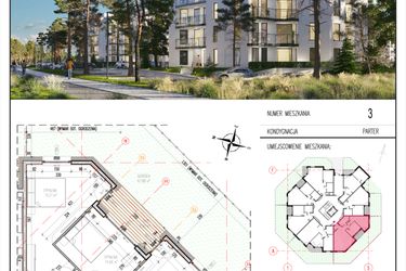 Rzut - Mieszkanie na sprzedaż 3 pokoje o powierzchni 68,09 m² - numer 3 w Grasera 12