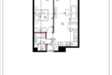 Rzut - Mieszkanie na sprzedaż 2 pokoje o powierzchni 44,32 m² - numer 45 w Andersa 3