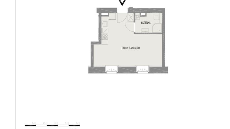 Rzut - Mieszkanie na sprzedaż 1 pokój o powierzchni 27,25 m² - numer A19 w Komuny Paryskiej 19a