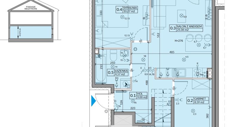 Rzut - Mieszkanie na sprzedaż 3 pokoje o powierzchni 53,49 m² - numer 67A w Domy na Witosa etap 2A i 2B