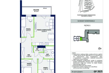 Rzut - Mieszkanie na sprzedaż 4 pokoje o powierzchni 74,29 m² - numer 86 w Wolne Miasto etap VII