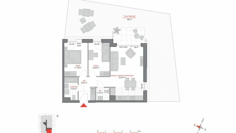 Rzut - Mieszkanie na sprzedaż 3 pokoje o powierzchni 63,25 m² - numer A2.0.1 w Atrium Oliva