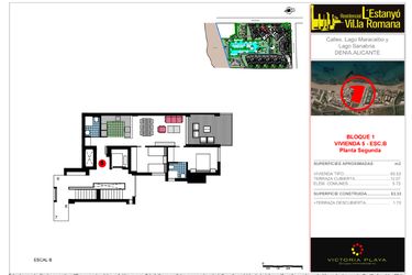 Rzut - Mieszkanie na sprzedaż 2 pokoje o powierzchni 83,33 m² - numer 2-B-5 w Residencial L 'Estanyo Vil.la Romana