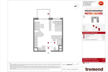 Rzut - Mieszkanie na sprzedaż 1 pokój o powierzchni 31,01 m² - numer A.118 w Dzielnica Mieszkaniowa Metro Zachód - etap 8.1