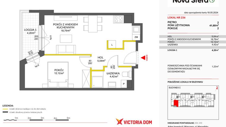 Rzut - Mieszkanie na sprzedaż 2 pokoje o powierzchni 41,6 m² - numer 236 w Miasteczko Nova Sfera 3