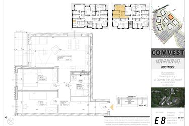 Rzut - Mieszkanie na sprzedaż 3 pokoje o powierzchni 62,76 m² - numer E8 w Kowanówko