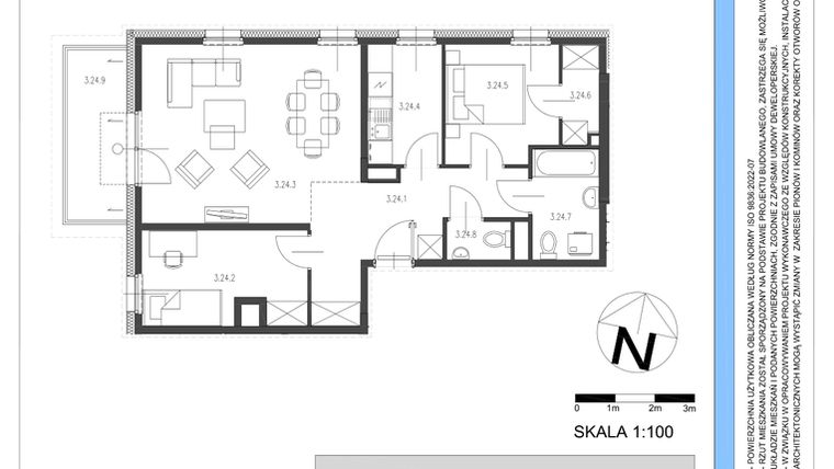 Rzut - Mieszkanie na sprzedaż 3 pokoje o powierzchni 66,1 m² - numer B.24 w Osiedle Telimeny etap III