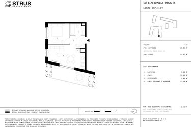Rzut - Mieszkanie na sprzedaż 2 pokoje o powierzchni 35,63 m² - numer 110 w 28 czerwca 1956 r.