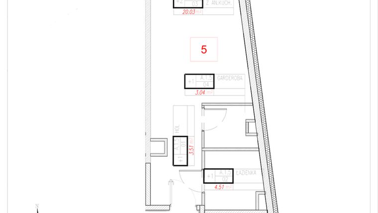 Rzut - Mieszkanie na sprzedaż 1 pokój o powierzchni 31,09 m² - numer A1-5 w Rezydencja Ogród Saski etap I i II