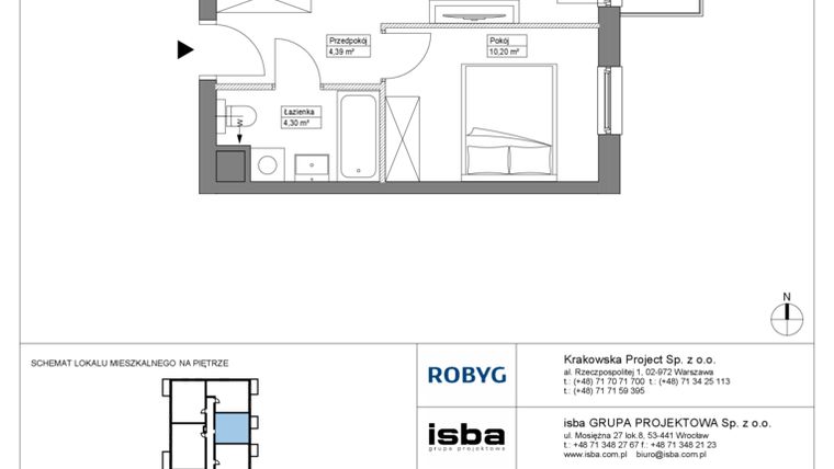 Rzut - Mieszkanie na sprzedaż 2 pokoje o powierzchni 38,79 m² - numer KR8/B/5/4 w Apartamenty Krakowska etap VIII