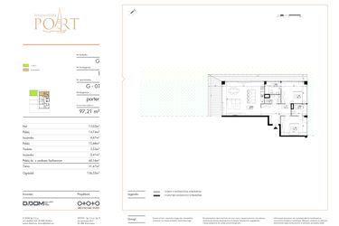 Rzut - Mieszkanie na sprzedaż 3 pokoje o powierzchni 97,21 m² - numer G_1 w Warmiński Port etap V