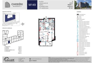 Rzut - Mieszkanie na sprzedaż 2 pokoje o powierzchni 42,08 m² - numer M149 w Chodźki Residence 2