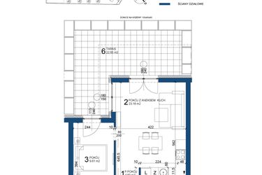 Rzut - Mieszkanie na sprzedaż 2 pokoje o powierzchni 44,31 m² - numer 84 w Bursztynowy Dom