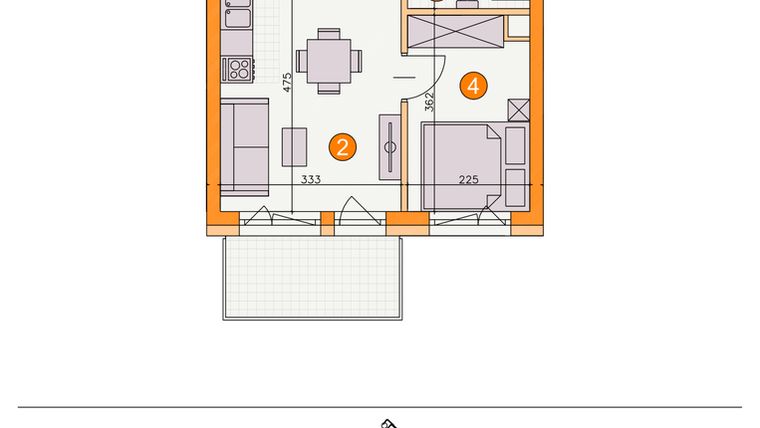 Rzut - Mieszkanie na sprzedaż 2 pokoje o powierzchni 27,56 m² - numer BI/A6 w Osiedle Bocianie Gniazdo 2