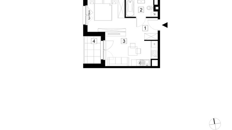 Rzut - Mieszkanie na sprzedaż 1 pokój o powierzchni 32,29 m² - numer A3-1-143 w Hipoteczna Park