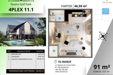 Rzut - Dom na sprzedaż 4 pokoje o powierzchni 91,19 m² - numer 4plex 11.1 w Tesoro Golf Park