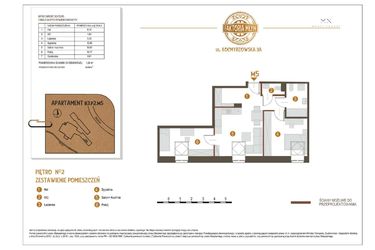 Rzut - Mieszkanie na sprzedaż 3 pokoje o powierzchni 58,38 m² - numer B3.P2.M5 w Faktoria Młyn