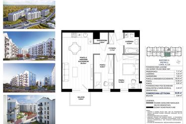 Rzut - Mieszkanie na sprzedaż 3 pokoje o powierzchni 64,06 m² - numer A.2.28 w Skandinavia