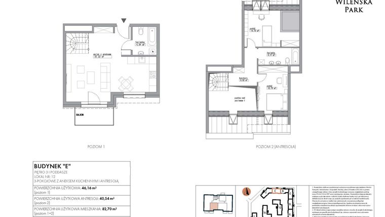 Rzut - Mieszkanie na sprzedaż 3 pokoje o powierzchni 82,7 m² - numer E12 w Wileńska Park