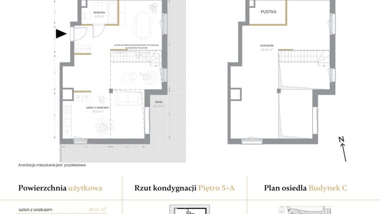 Rzut - Mieszkanie na sprzedaż 1 pokój o powierzchni 87,47 m² - numer C/66 w Królowej Jadwigi