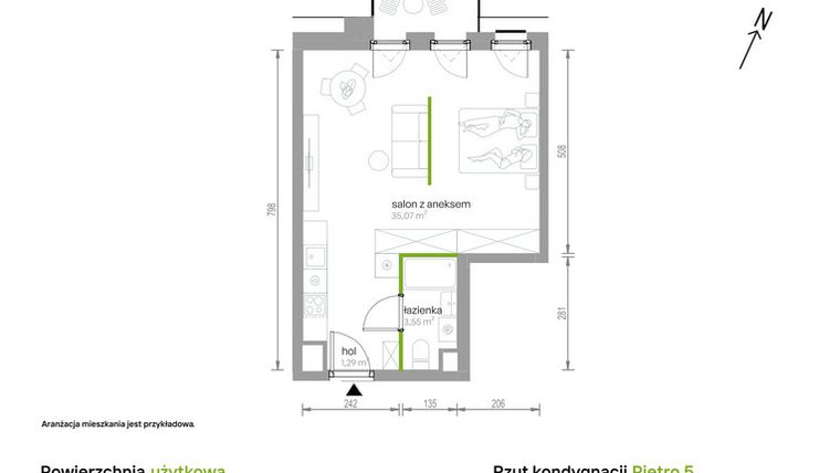 Rzut - Mieszkanie na sprzedaż 1 pokój o powierzchni 39,91 m² - numer 5/A/10 w Kijowska Vita