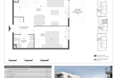 Rzut - Mieszkanie na sprzedaż 2 pokoje o powierzchni 40,15 m² - numer 37 w Monsa bud. E