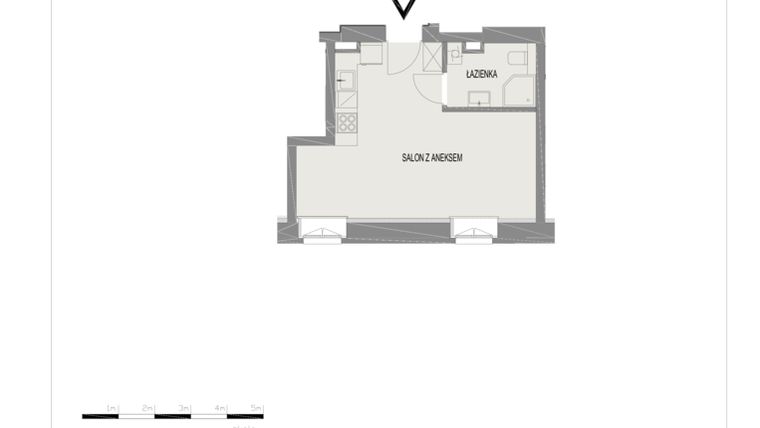 Rzut - Mieszkanie na sprzedaż 1 pokój o powierzchni 28,41 m² - numer A12 w Komuny Paryskiej 19a