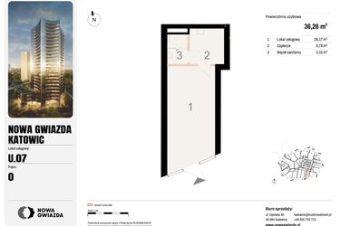 Rzut - Lokal użytkowy na sprzedaż 1 pokój o powierzchni 36,26 m² - numer U.07 w Nowa Gwiazda
