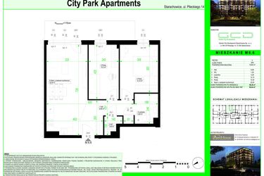 Rzut - Mieszkanie na sprzedaż 3 pokoje o powierzchni 58,36 m² - numer 6.6. w City Park Apartments