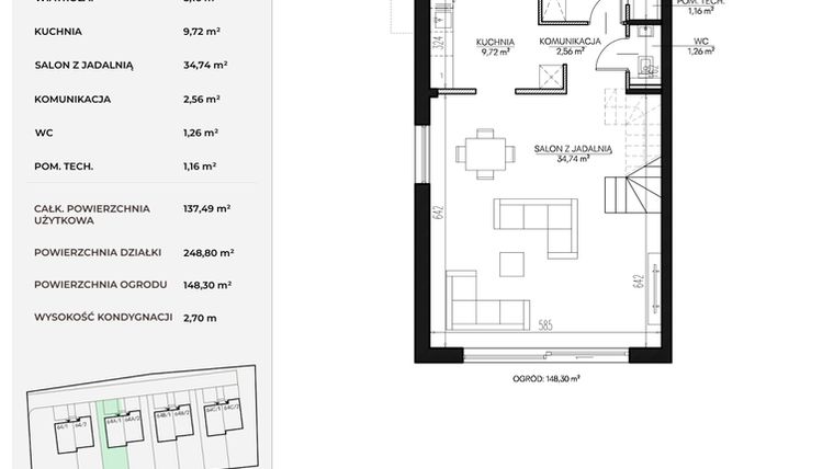 Rzut - Dom na sprzedaż 5 pokoi o powierzchni 137,49 m² - numer 64A_1 w Kołodzieja Residence