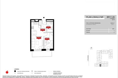 Rzut - Mieszkanie na sprzedaż 2 pokoje o powierzchni 36,83 m² - numer BR11/29 w Browary Wrocławskie 2