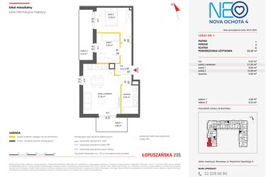 Rzut - Mieszkanie na sprzedaż 3 pokoje o powierzchni 55,05 m² - numer 4 w Neo Nova Ochota 4