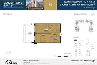 Rzut - Mieszkanie na sprzedaż 2 pokoje o powierzchni 39,43 m² - numer DM01 w Diamentowe Tarasy