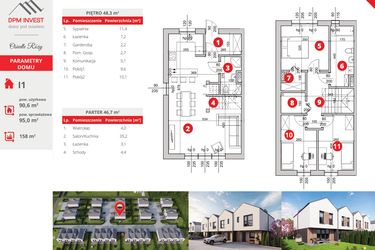 Rzut - Dom na sprzedaż 4 pokoje o powierzchni 95 m² - numer I1 w Rose Park etap IV