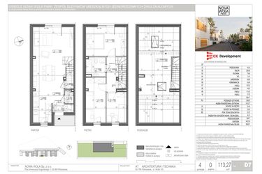 Rzut - Dom na sprzedaż 4 pokoje o powierzchni 113,27 m² - numer D.7 w Nova Wola Park