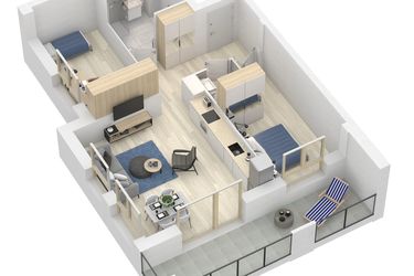Rzut - Mieszkanie na sprzedaż 3 pokoje o powierzchni 62,2 m² - numer A.8.M44 w Sobola Biel A8