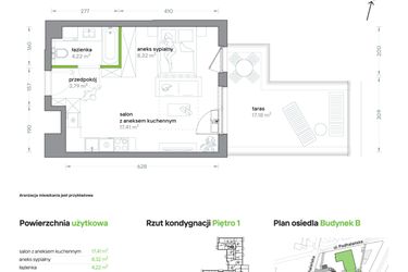 Rzut - Mieszkanie na sprzedaż 1 pokój o powierzchni 33,74 m² - numer B/KL3/1/03 w Podhalańska Vita