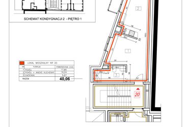 Rzut - Mieszkanie na sprzedaż 2 pokoje o powierzchni 40,06 m² - numer 20 w Alchemik74
