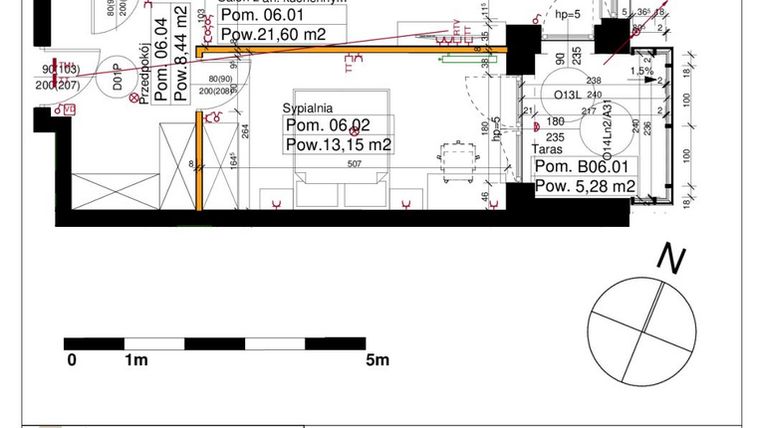 Rzut - Mieszkanie na sprzedaż 2 pokoje o powierzchni 47,44 m² - numer M06 w Srebrzyńska Park IV