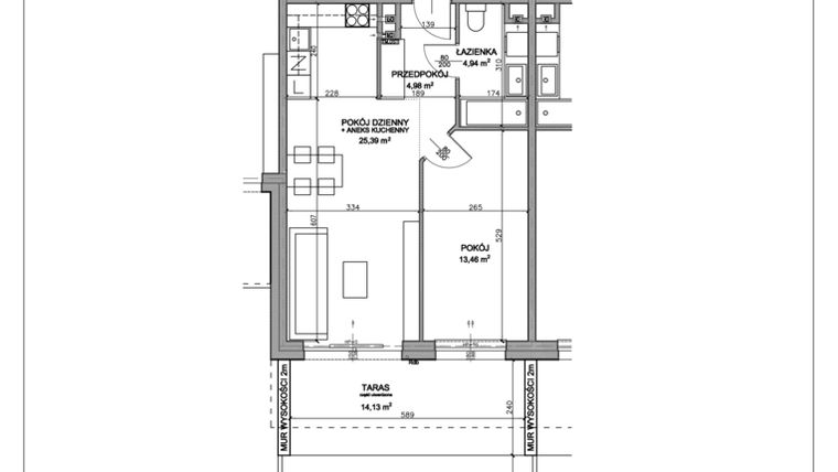 Rzut - Mieszkanie na sprzedaż 2 pokoje o powierzchni 48,75 m² - numer N.C.00.04 w Nobilis