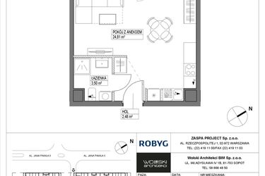Rzut - Mieszkanie na sprzedaż 1 pokój o powierzchni 30,78 m² - numer B2M27 w Pas Startowy bud. A i B