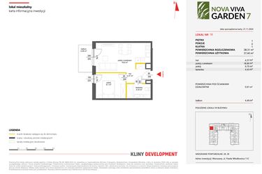 Rzut - Mieszkanie na sprzedaż 2 pokoje o powierzchni 38,31 m² - numer 18 w Nova Viva Garden 7