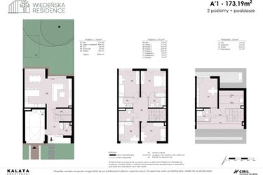 Rzut - Dom na sprzedaż 5 pokoi o powierzchni 173,19 m² - numer A'1 w Wiedeńska Residence