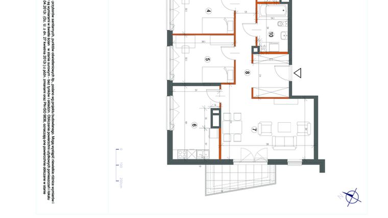 Rzut - Mieszkanie na sprzedaż 5 pokoi o powierzchni 115,67 m² - numer 6 w Bruzdowa 125